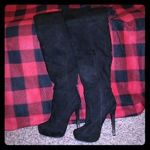 Over the knee black boots